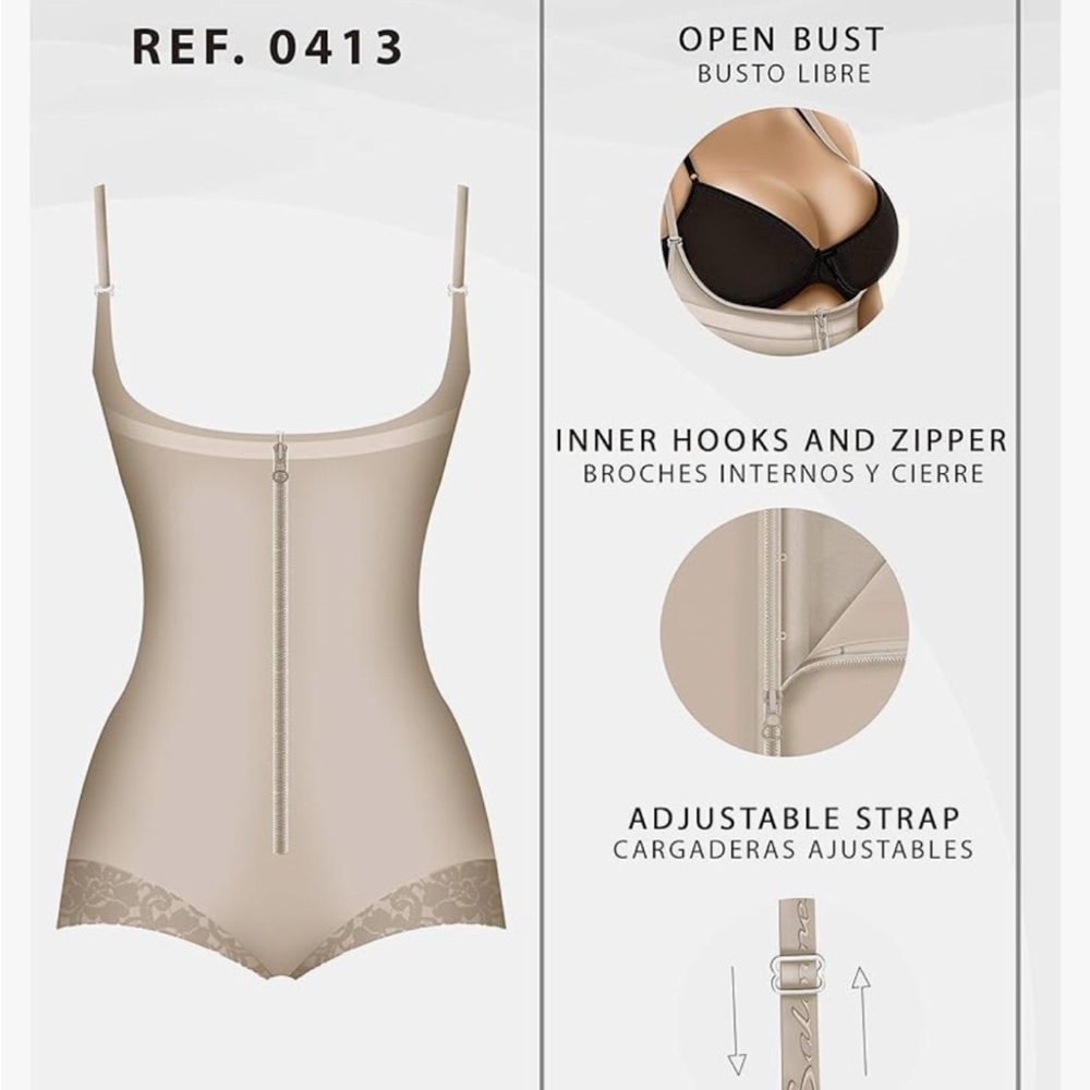 Cream Shapewear with Compression Fabric and Fitted Design - Picture 3 of 4